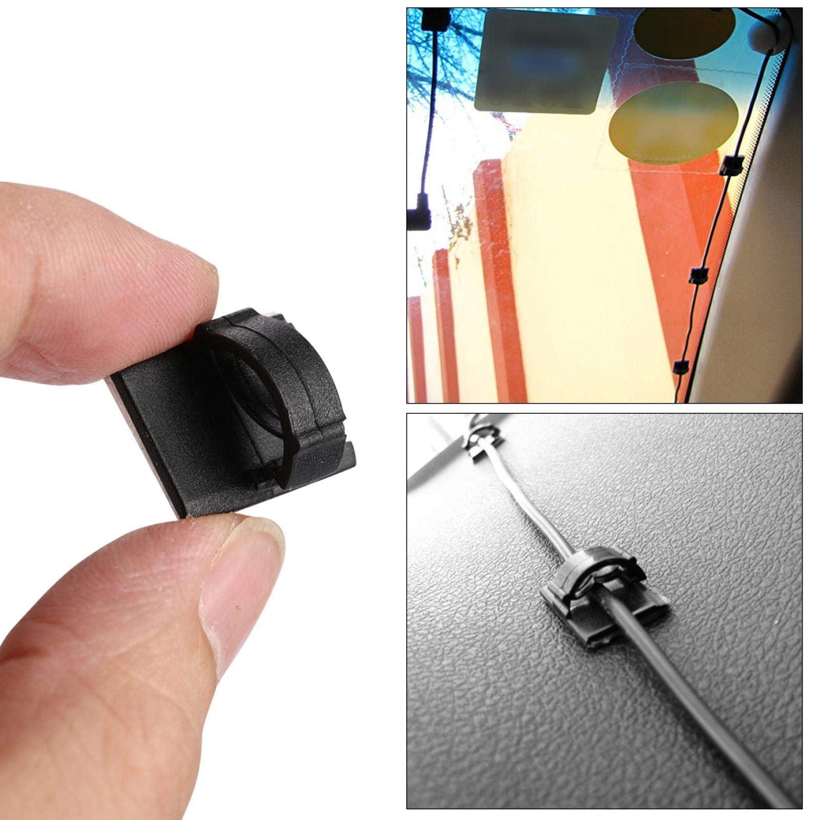 Kuuleyn Clip Fermacavo Auto Nere Adesive 40 Pezzi Taglia L