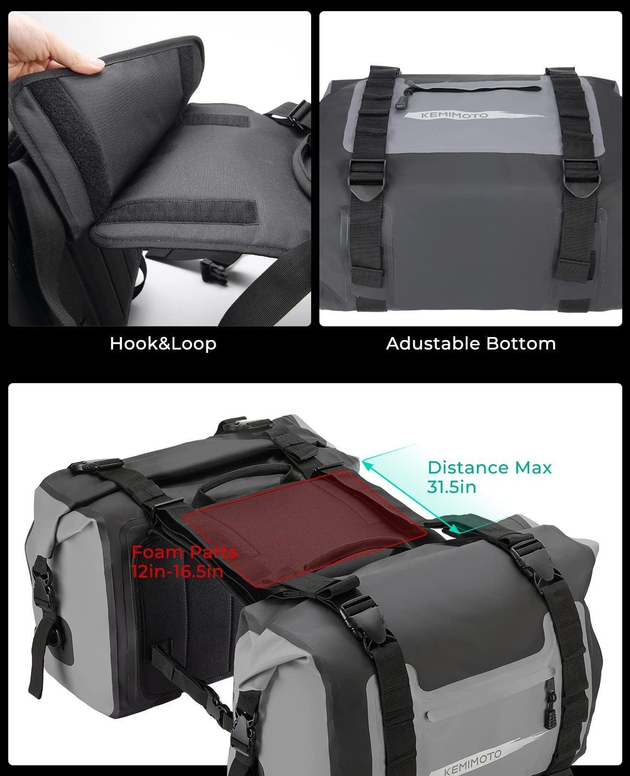 KEMIMOTO Borse Laterali Moto Impermeabili 50L 25Lx2