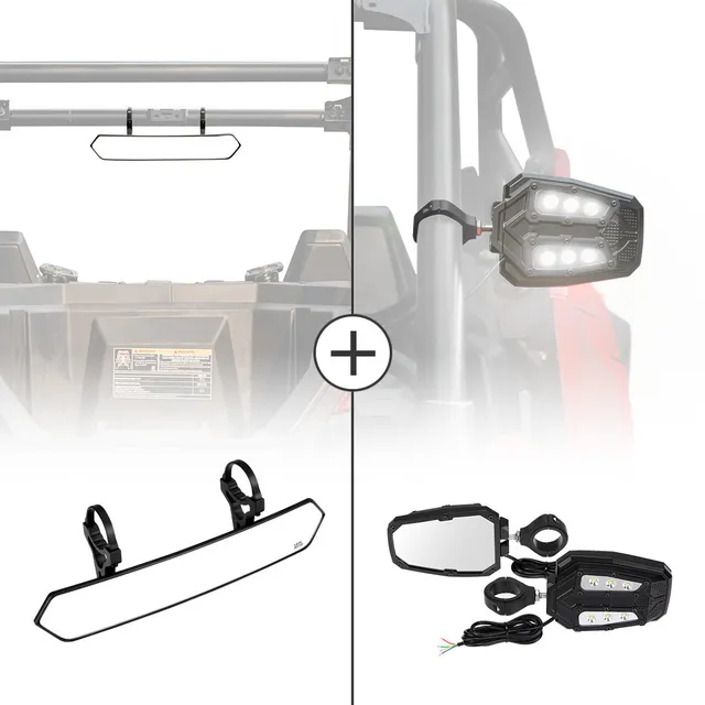 KEMIMOTO Kit Specchi UTV Centrale+Laterali LED Vetro