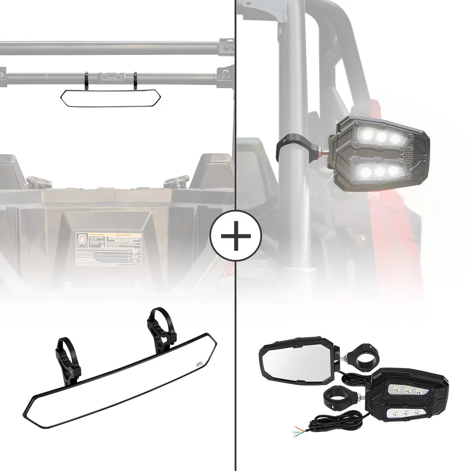 KEMIMOTO Kit Specchi UTV Centrale+Laterali LED Vetro