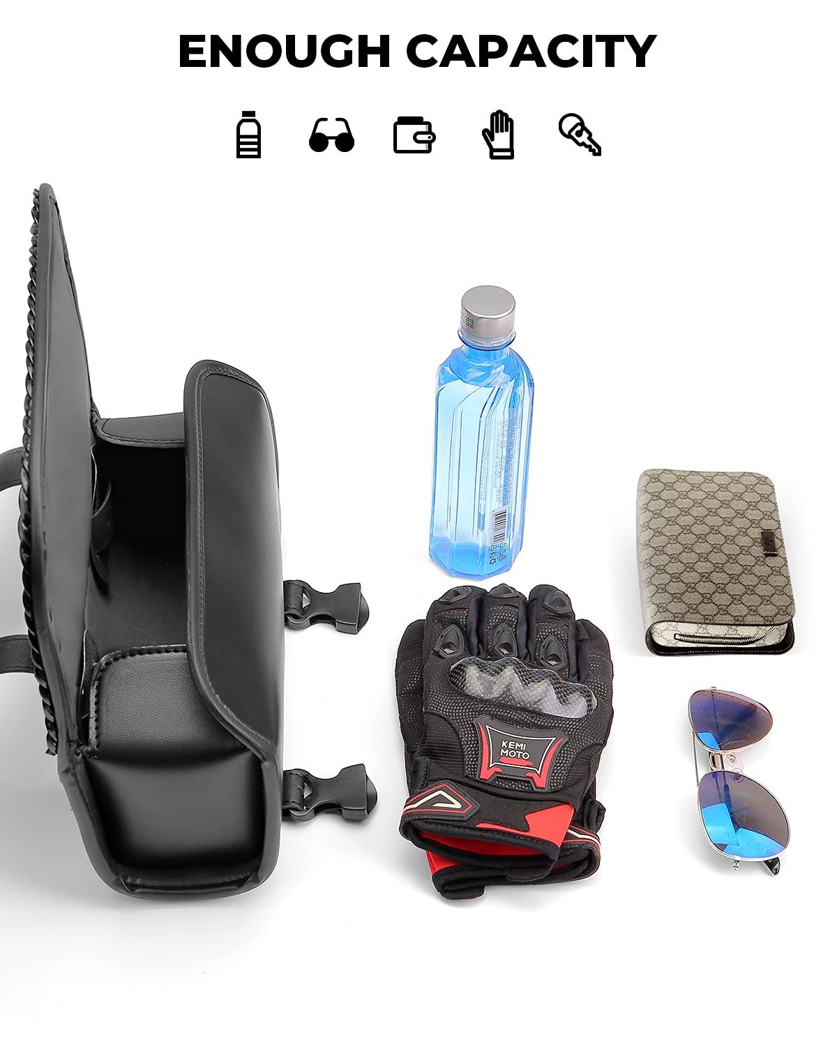KEMIMOTO borsa forcella moto pelle PU nera