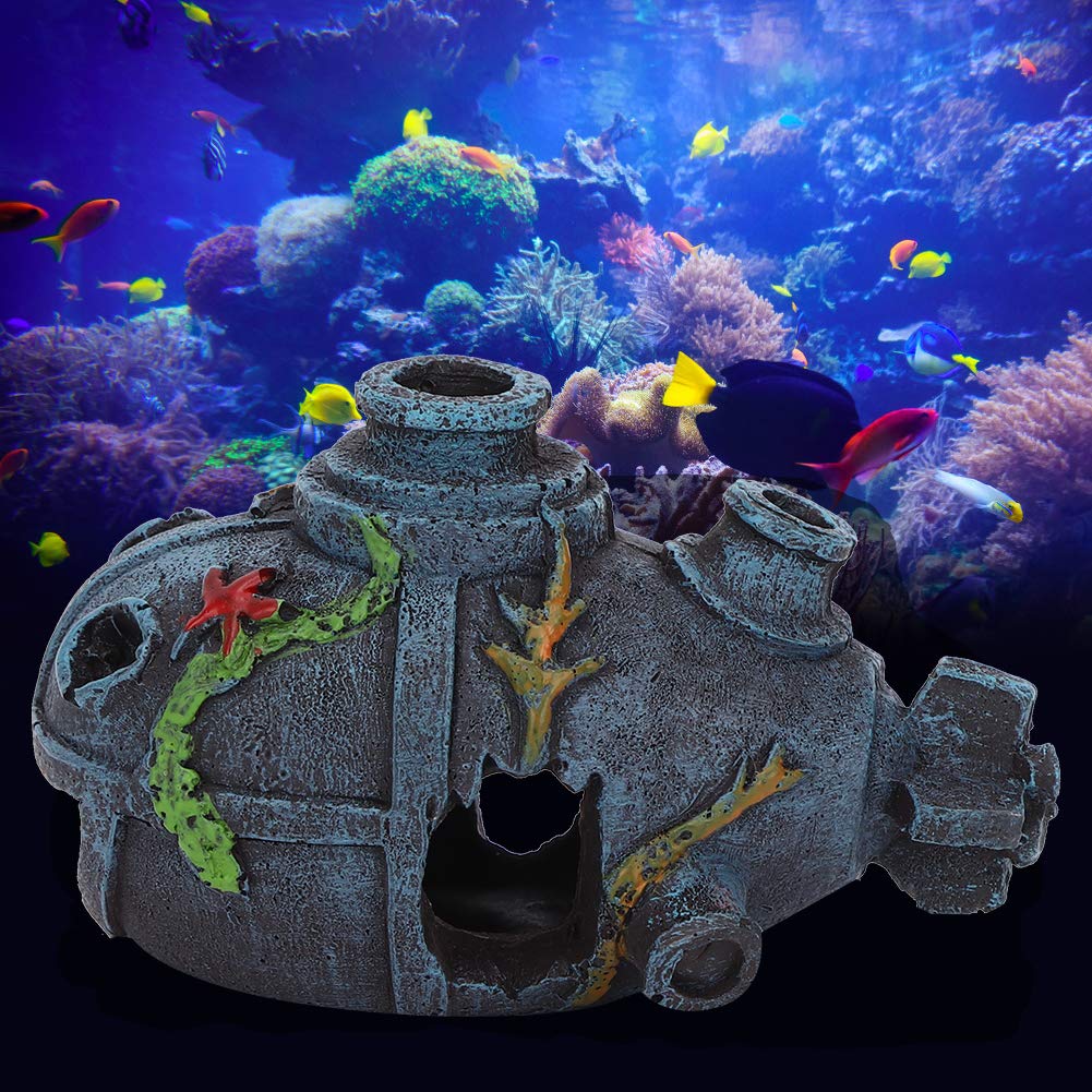 Kuuleyn Relitto Nave Decorazione Acquario Resina Nascondiglio