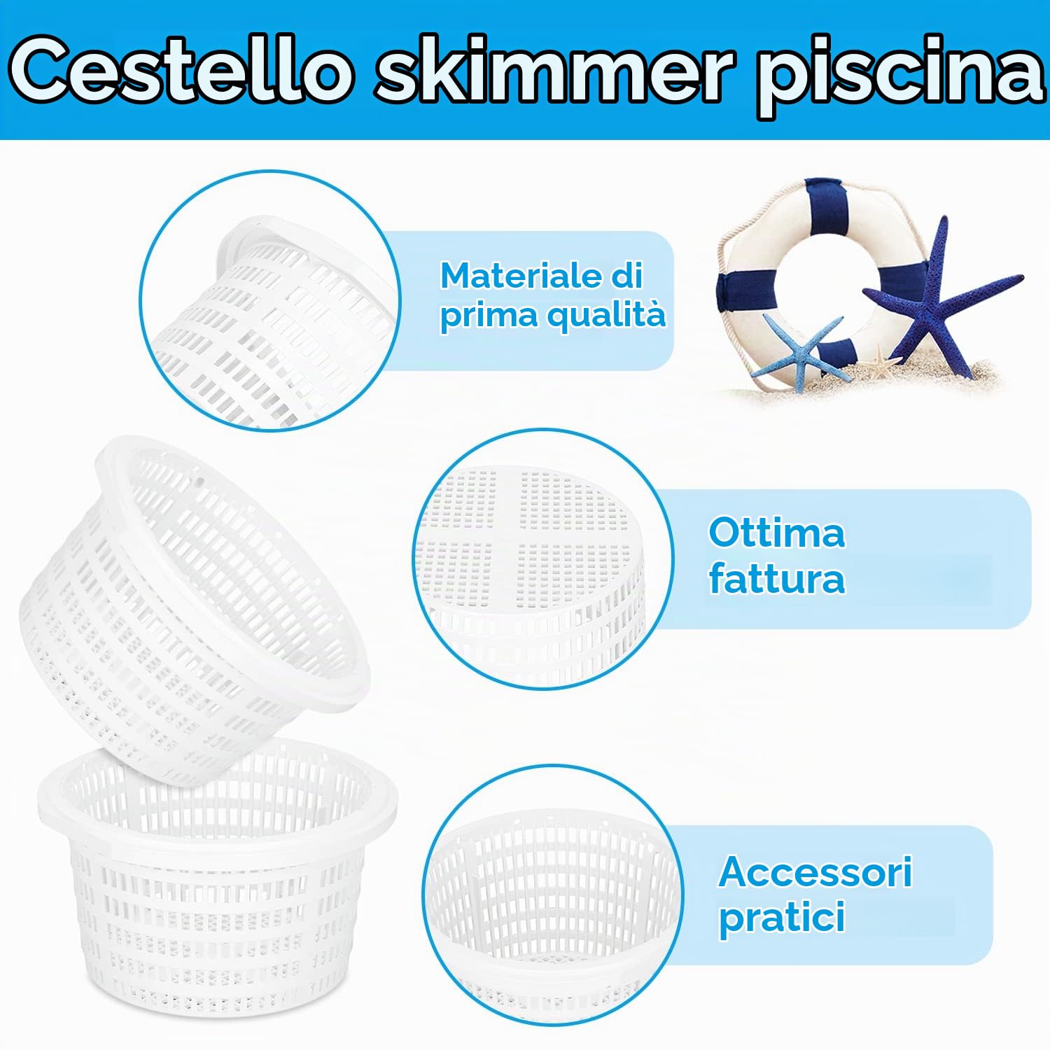 Hapivida Cestello Skimmer Piscina 1 Pezzo Plastica