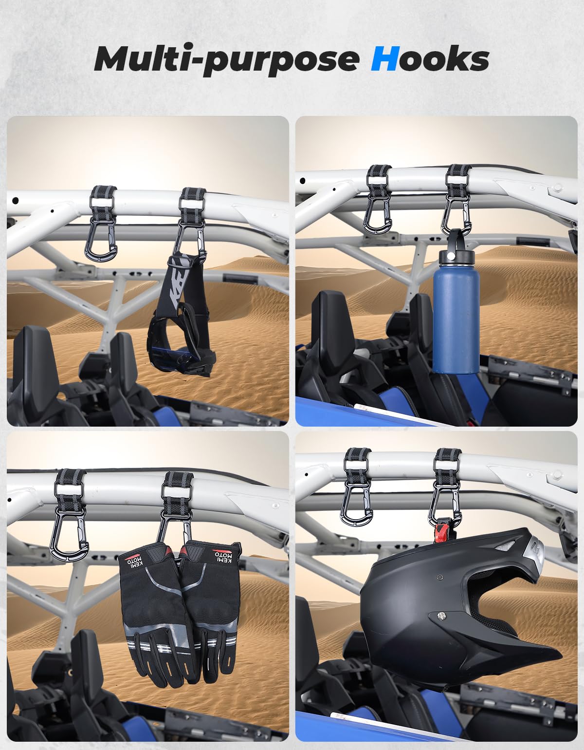 KEMIMOTO UTV gancio casco roll-bar 2 pezzi lega zinco