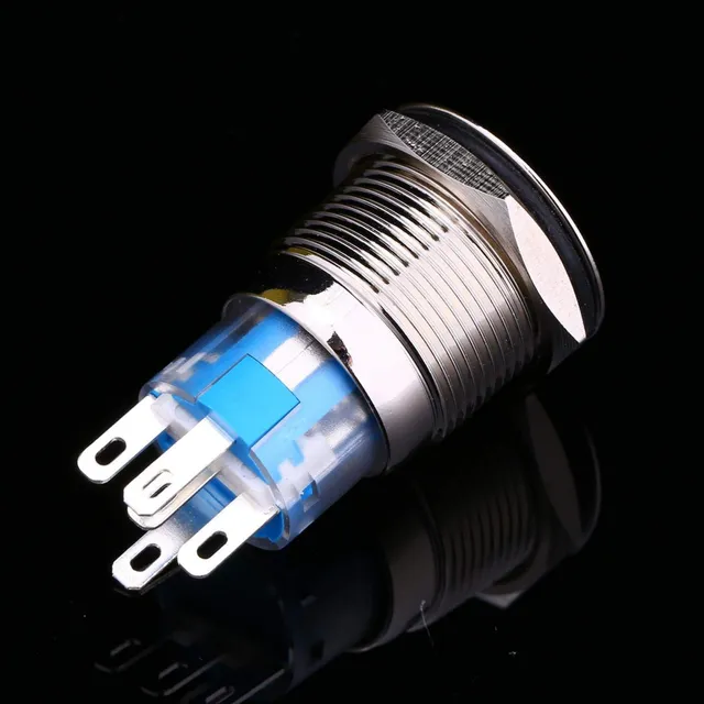 Kuuleyn Pulsante Metallo 12V LED Blu 19mm Impermeabile