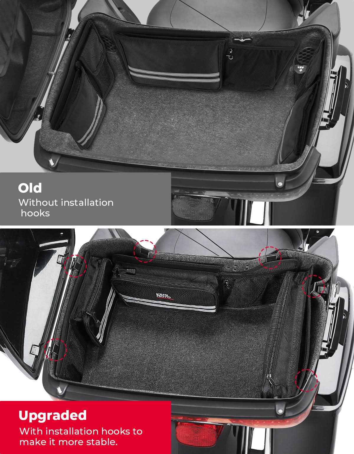 KEMIMOTO Touring Organizer bauletto moto con ganci 2014-2025