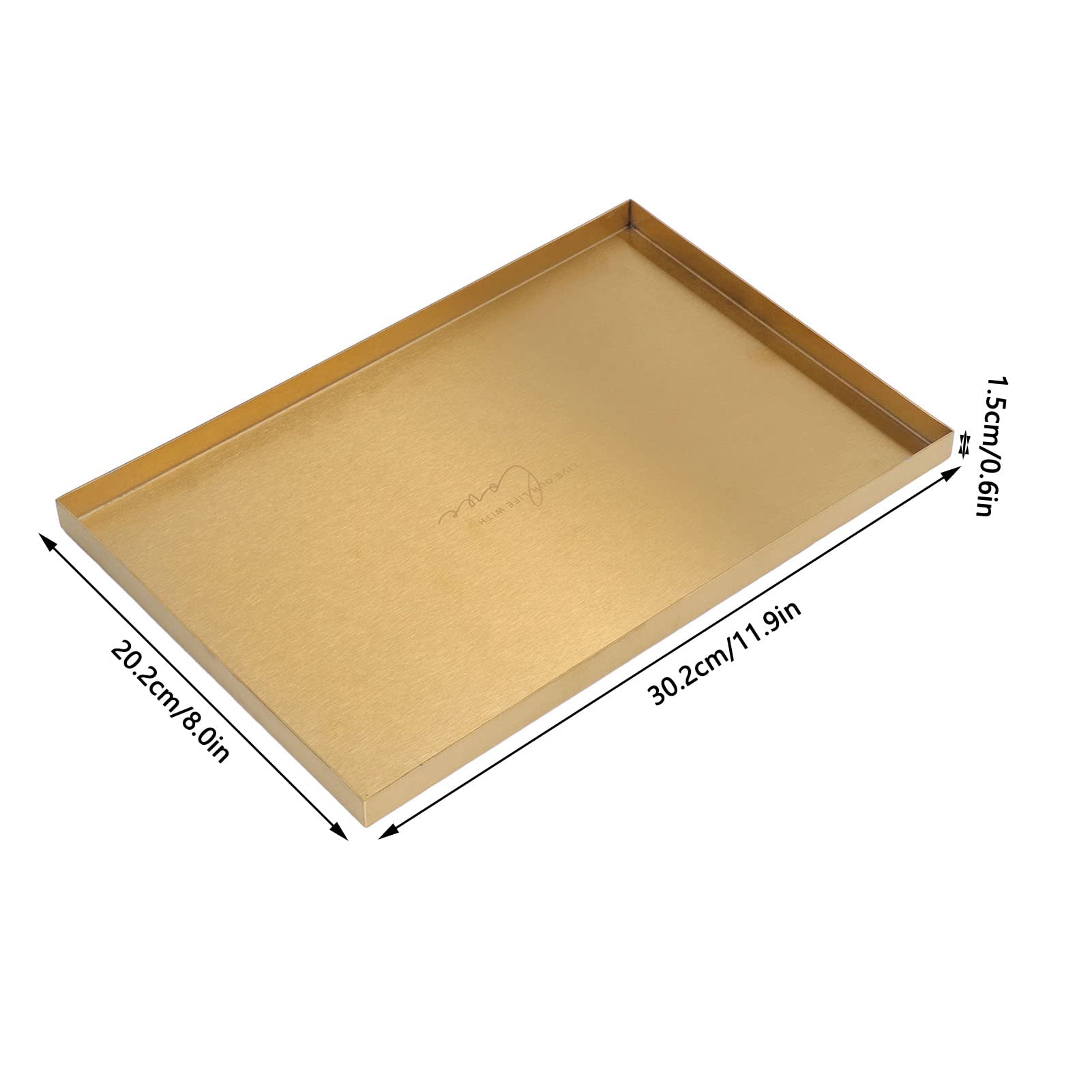 Hapivida Vassoio Rettangolare Acciaio Inox Oro 30 cm