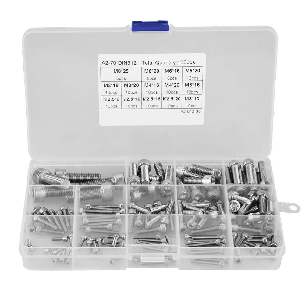 Kuuleyn kit viti brugola inox 135 pezzi M2.5-M8