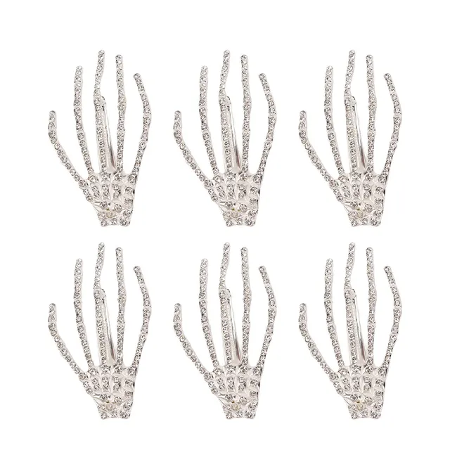 Kuuleyn Halloween Mano Scheletro mollette capelli 6 pezzi strass