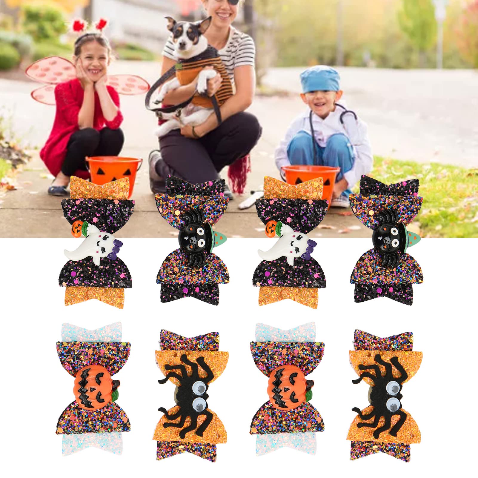 Kuuleyn Halloween Pelo Animali fiocchi cane 8 pezzi elastico