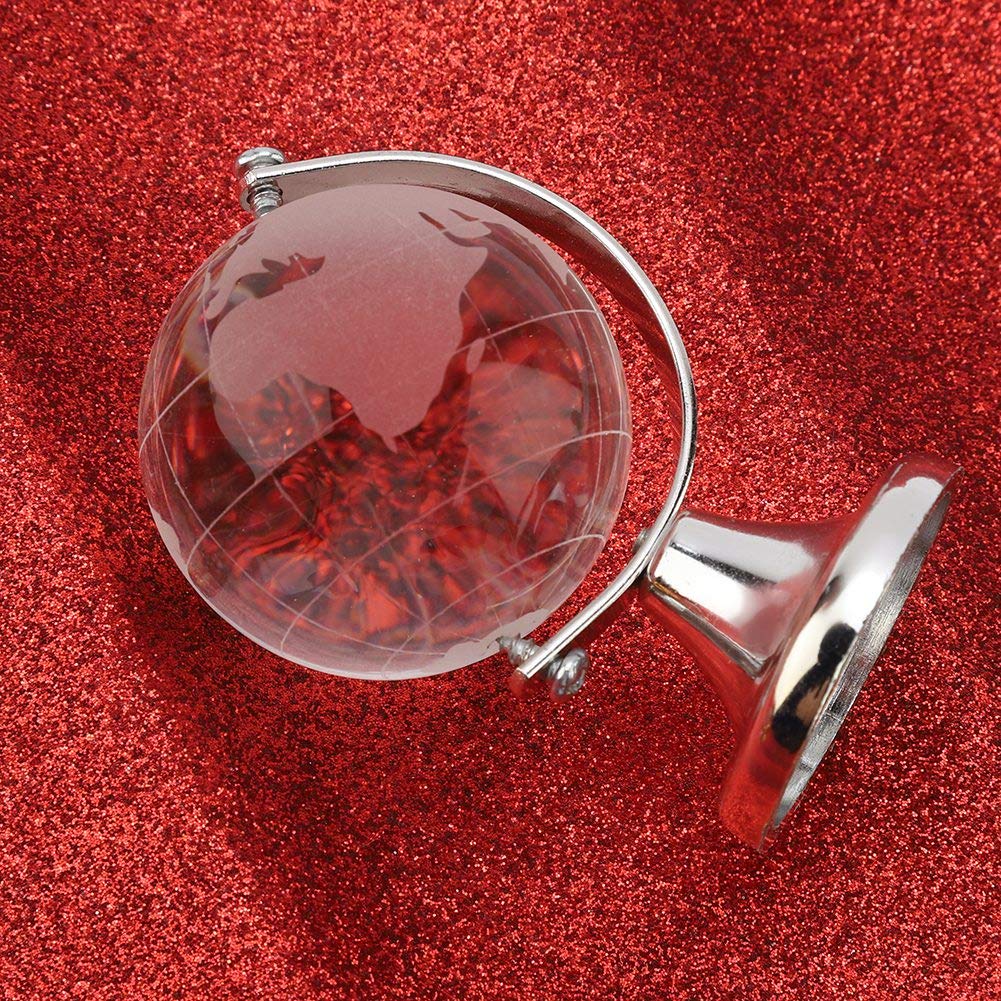 Hapivida Mini Mappamondo Cristallo 6,5 cm Argento Vetro