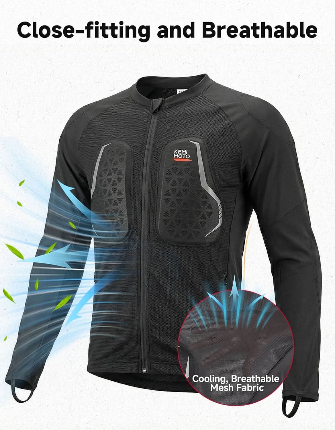KEMIMOTO maglia moto traforata protezioni CE-1 nera M