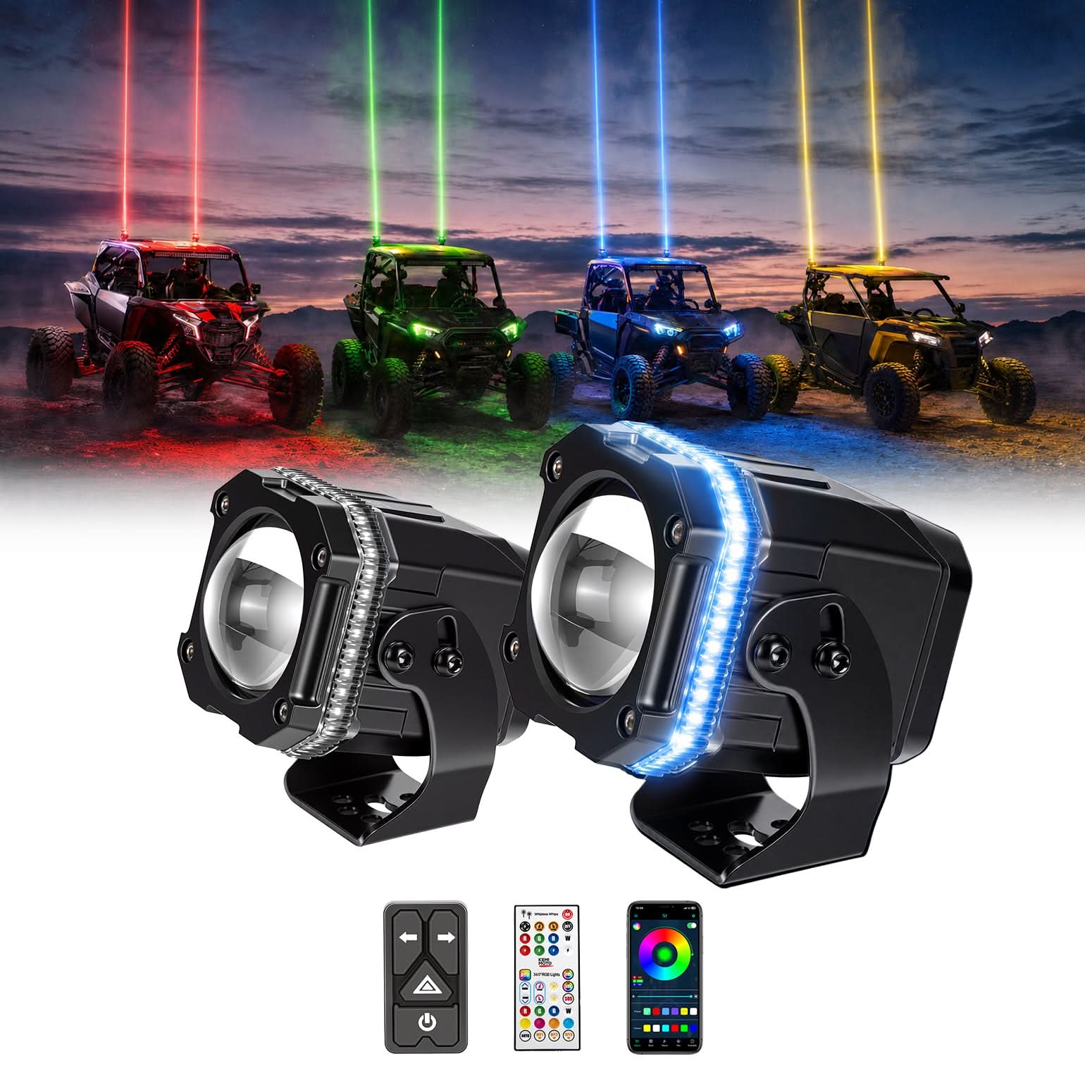 Kemimoto RGB Whipless luci led UTV ATV con freccia
