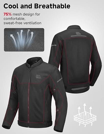 KEMIMOTO giacca moto mesh estiva con protezioni CE uomo