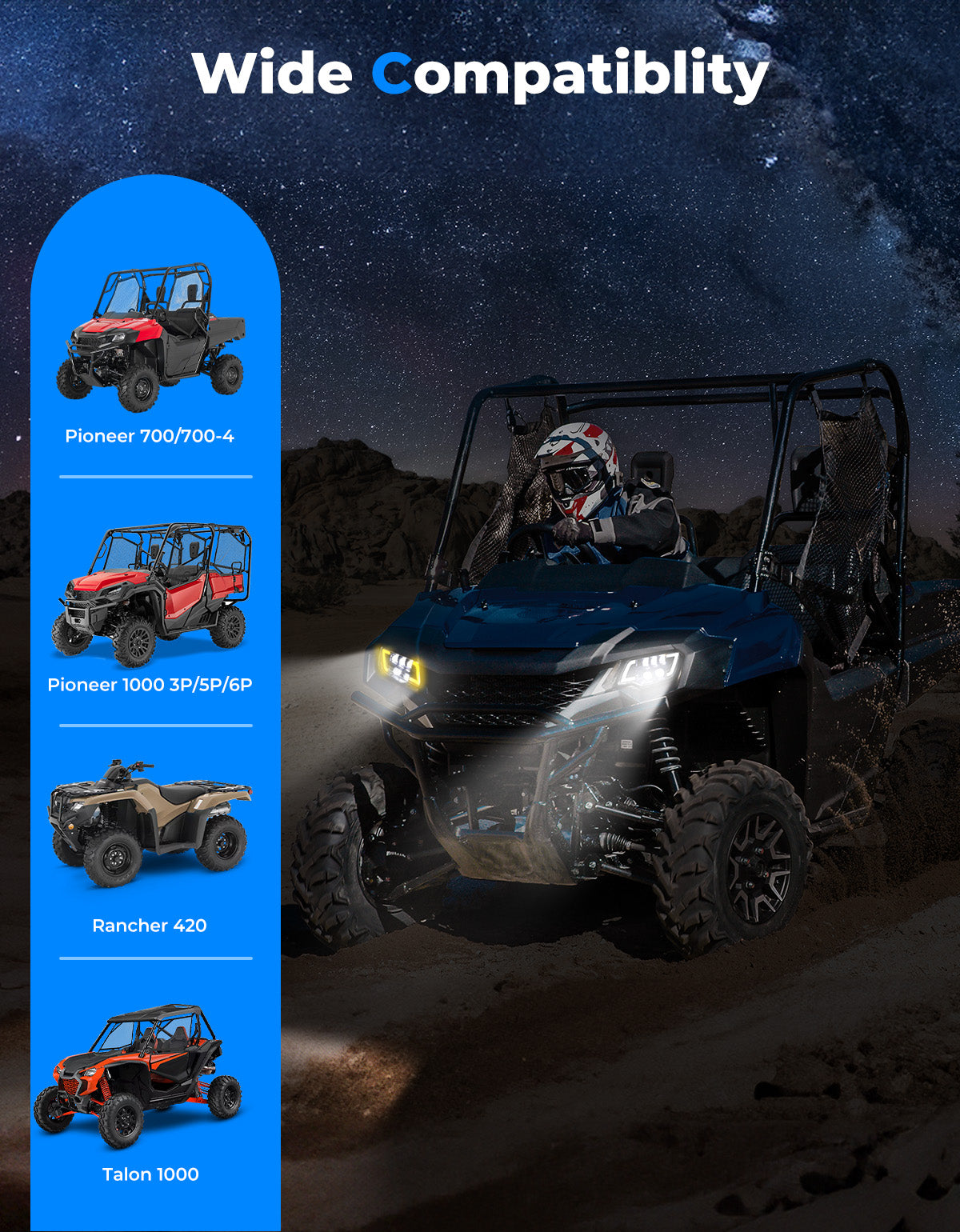Kemimoto Pioneer Talon faro LED con freccia 5160LM