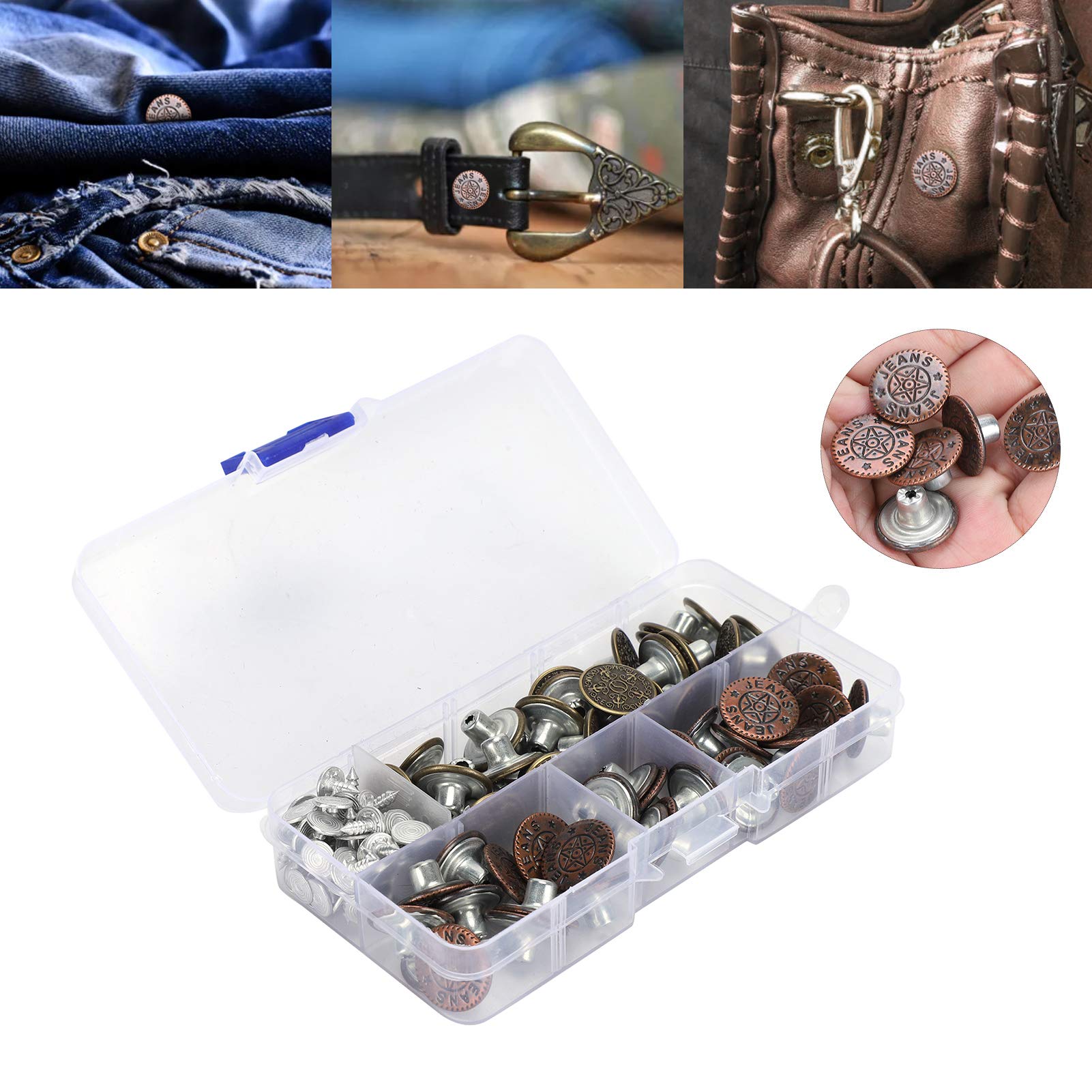 Kuuleyn Bottoni Jeans con Custodia Kit Ricambio Metallo