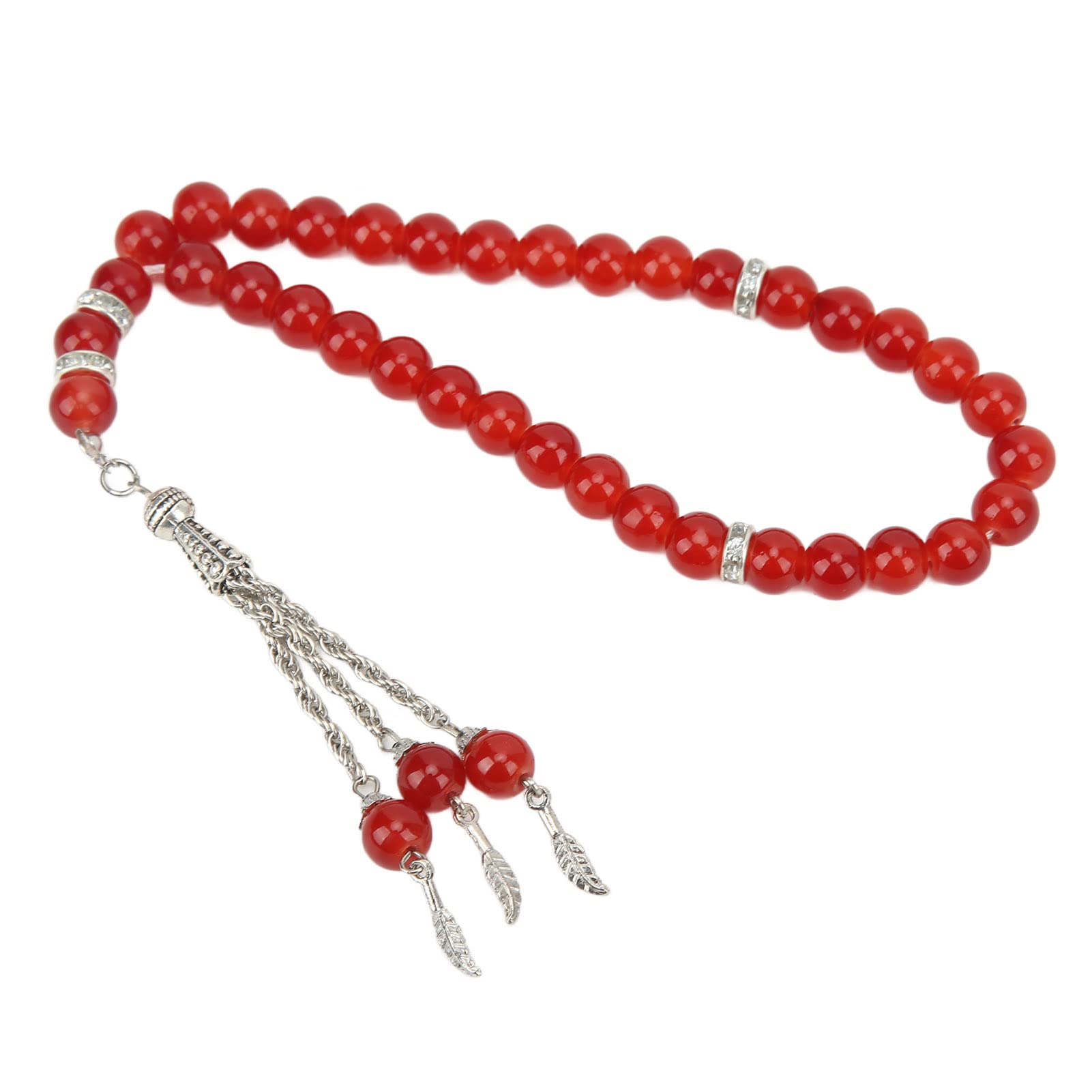 Hapivida tasbih 33 grani preghiera 8mm rosso smalto