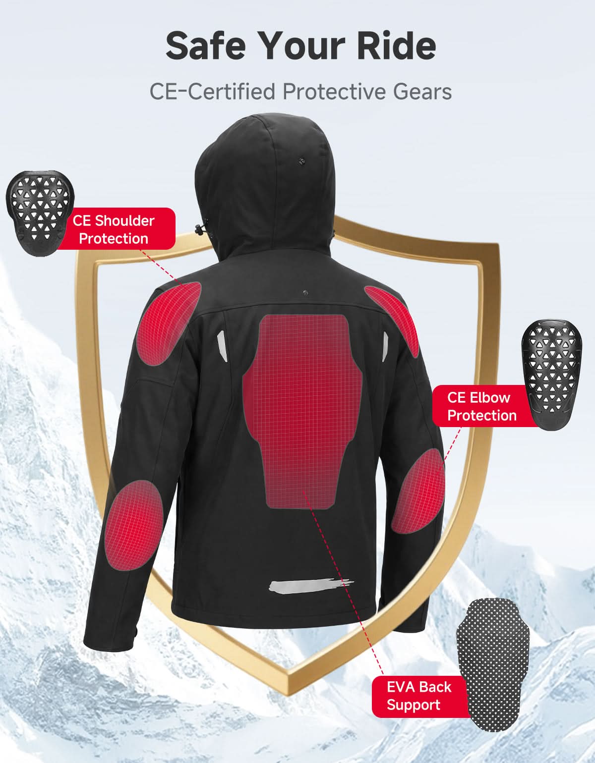 KEMIMOTO 3-in-1 CE Armor giacca moto con protezioni