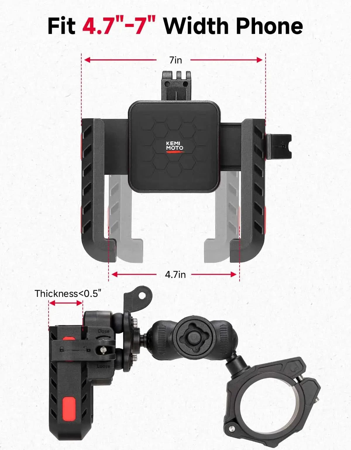 KEMIMOTO Supporto Telefono UTV Roll-Bar 360° Antivibrazione