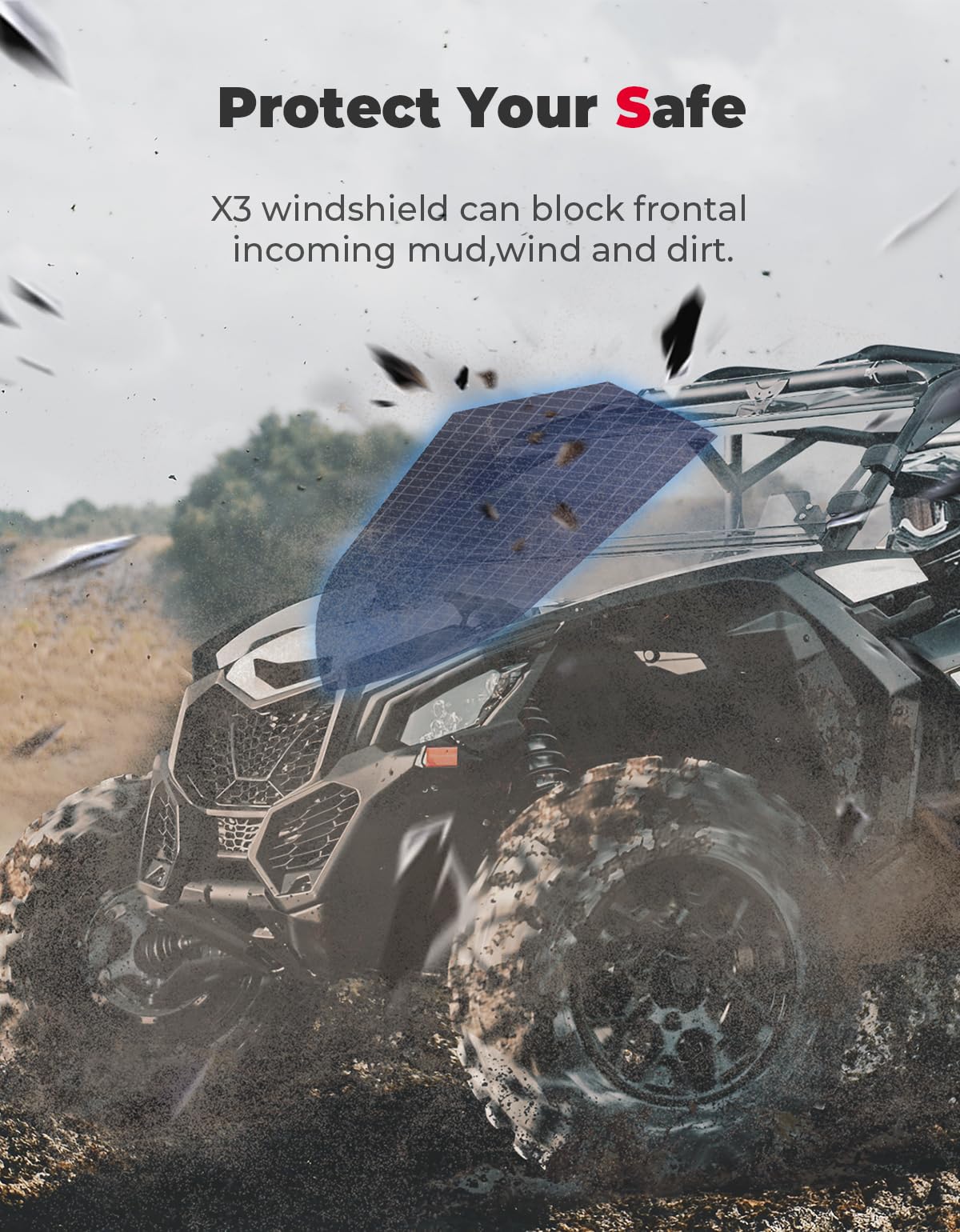 Kemimoto Maverick X3 parabrezza anteriore in 3 pezzi