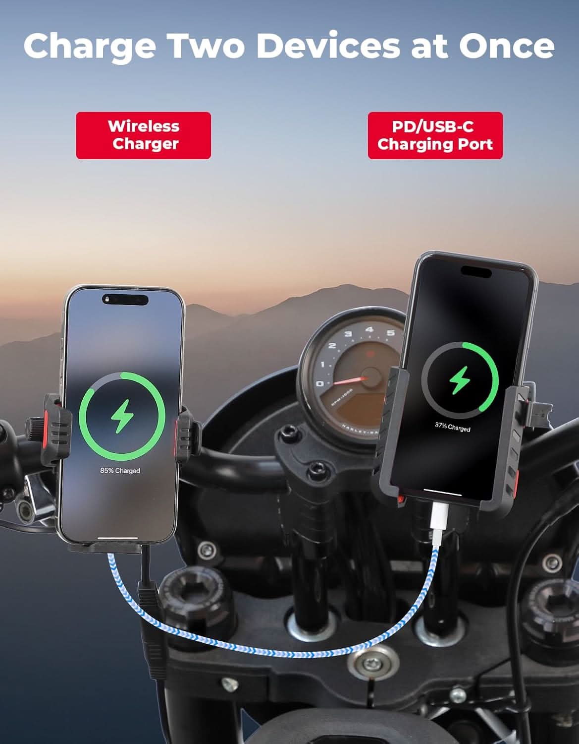 KEMIMOTO Porta Telefono Moto con Ricarica Wireless USB-C IP66