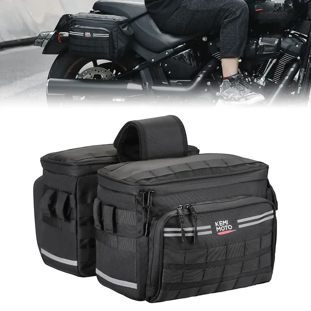 KEMIMOTO Cruiser 15L borse laterali moto Softail Dyna con staffe