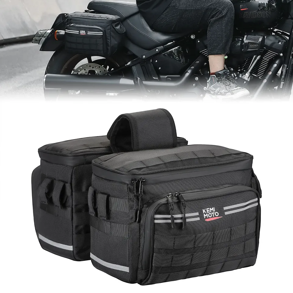 KEMIMOTO Cruiser 15L borse laterali moto Softail Dyna con staffe
