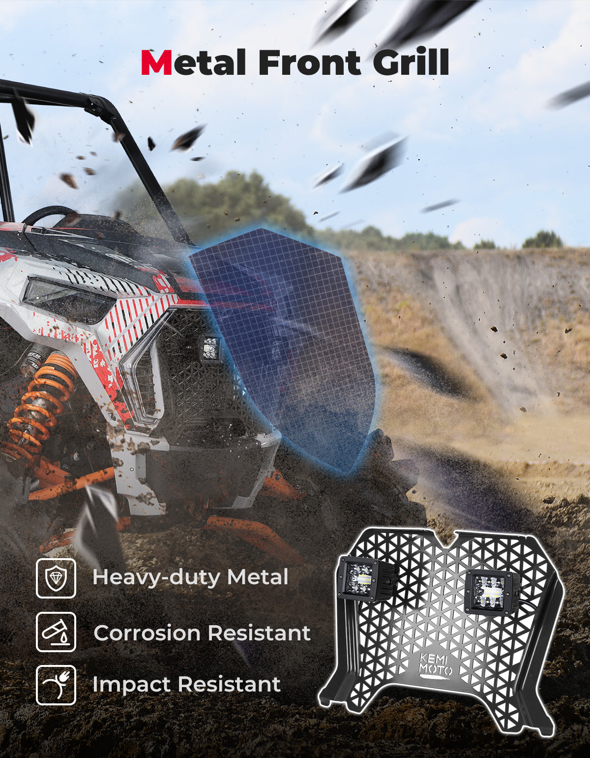 KEMIMOTO Griglia Anteriore RZR XP 1000 LED Nera