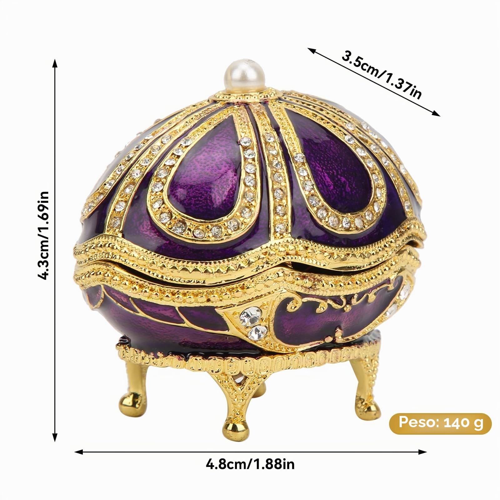 Hapivida Uovo Fabergé scatola portagioie viola smalto strass