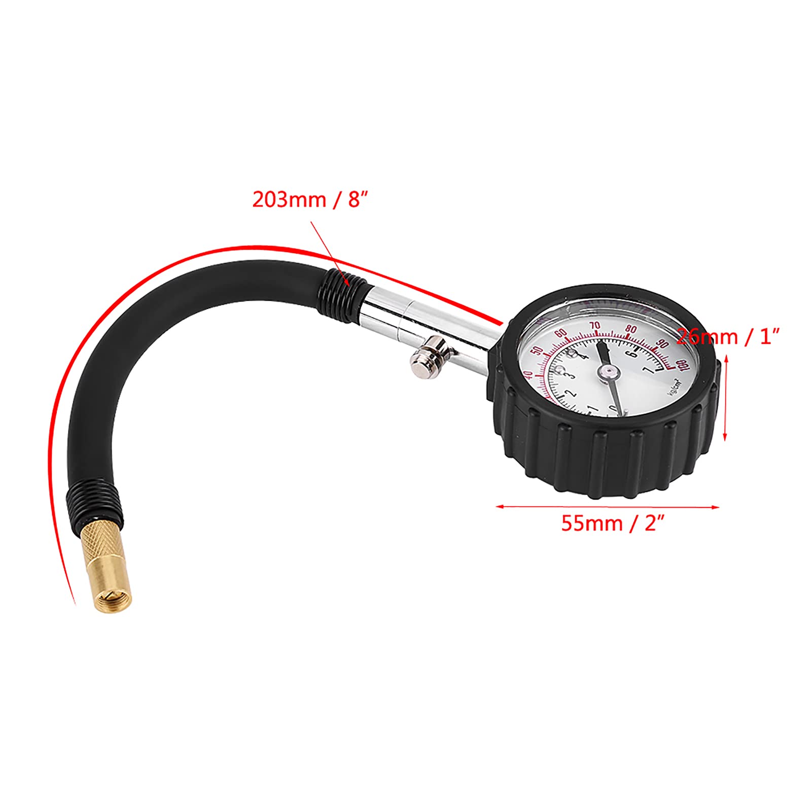 Kuuleyn 0-100 psi manometro pressione pneumatici nero