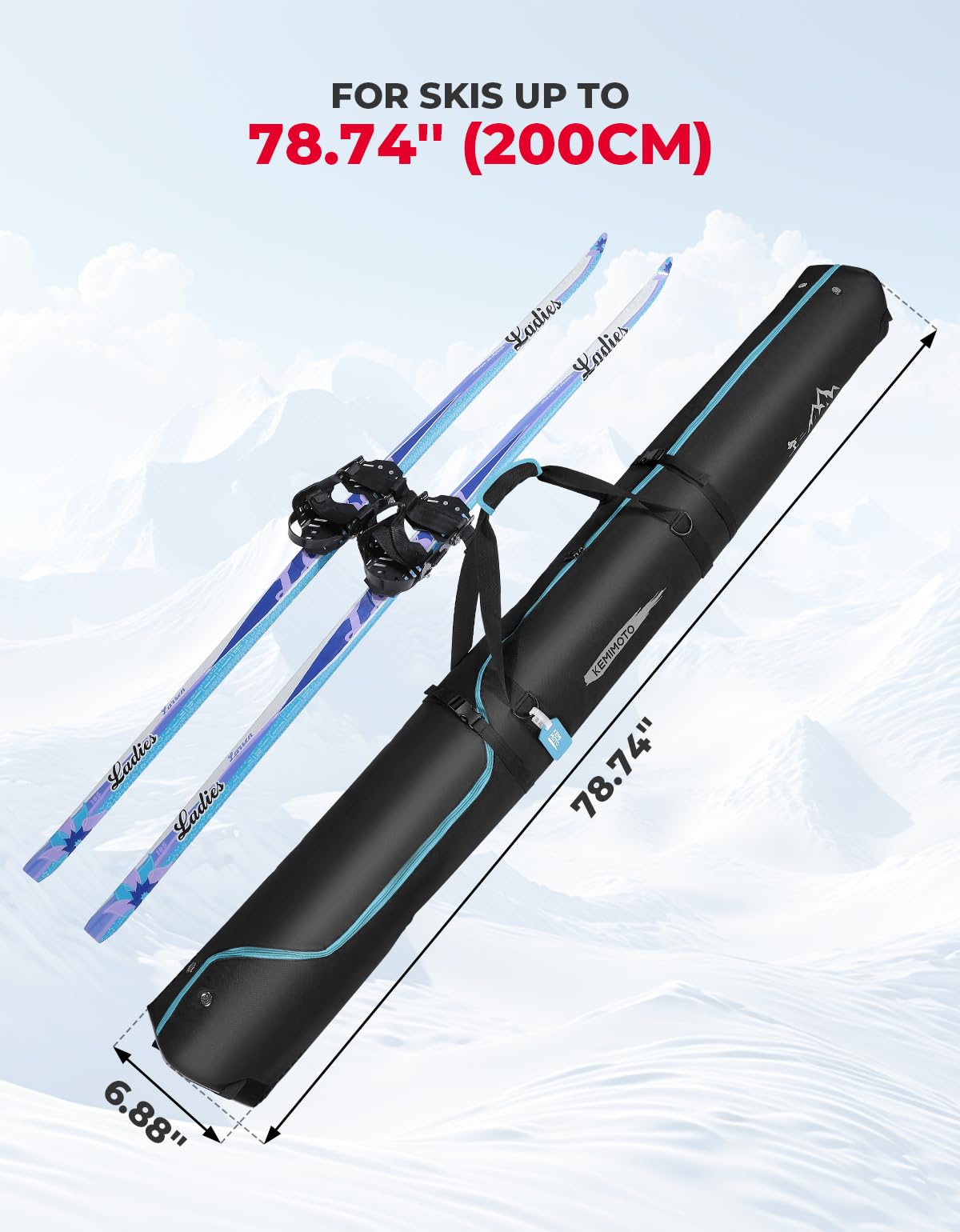 KEMIMOTO sacca snowboard sci imbottita 200cm blu