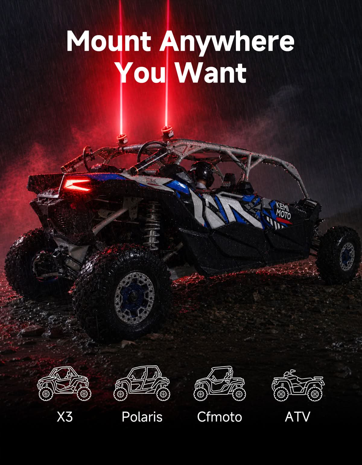 Kemimoto RGB Whipless luci led UTV ATV con freccia
