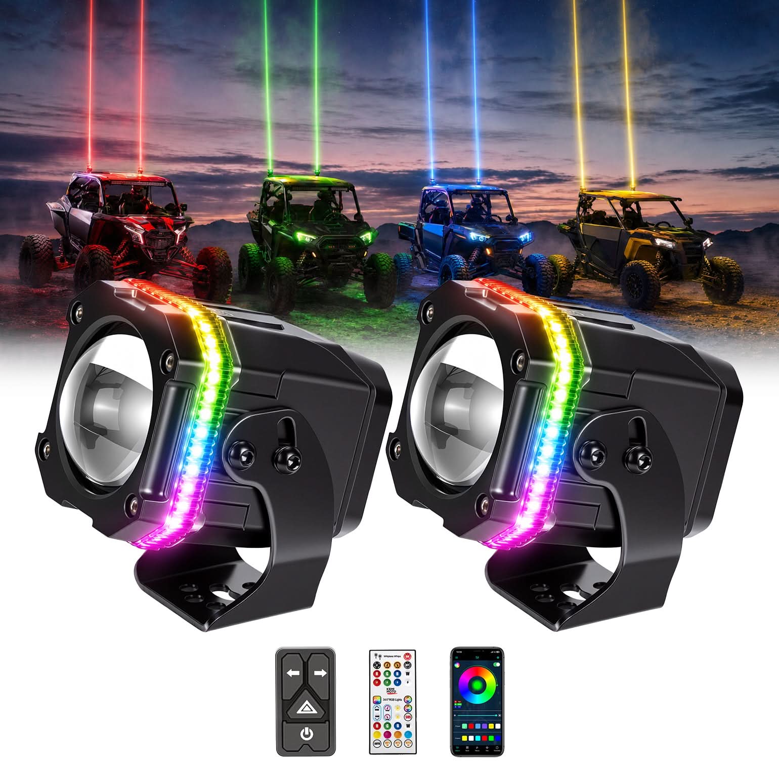 Kemimoto RGB Whipless luci led UTV ATV con freccia