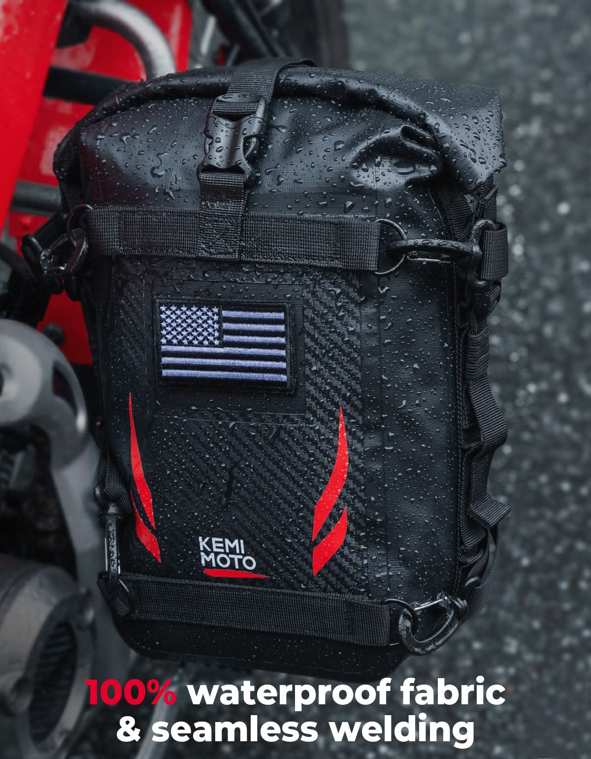 KEMIMOTO borsa codino moto impermeabile 6.5L rossa