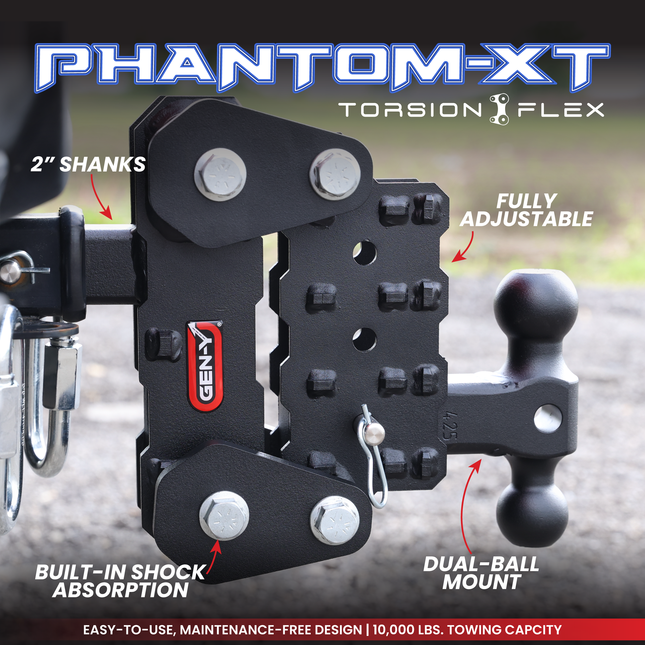 GEN-Y PHANTOM-XT 10K gancio traino regolabile 2" Torsion-Flex