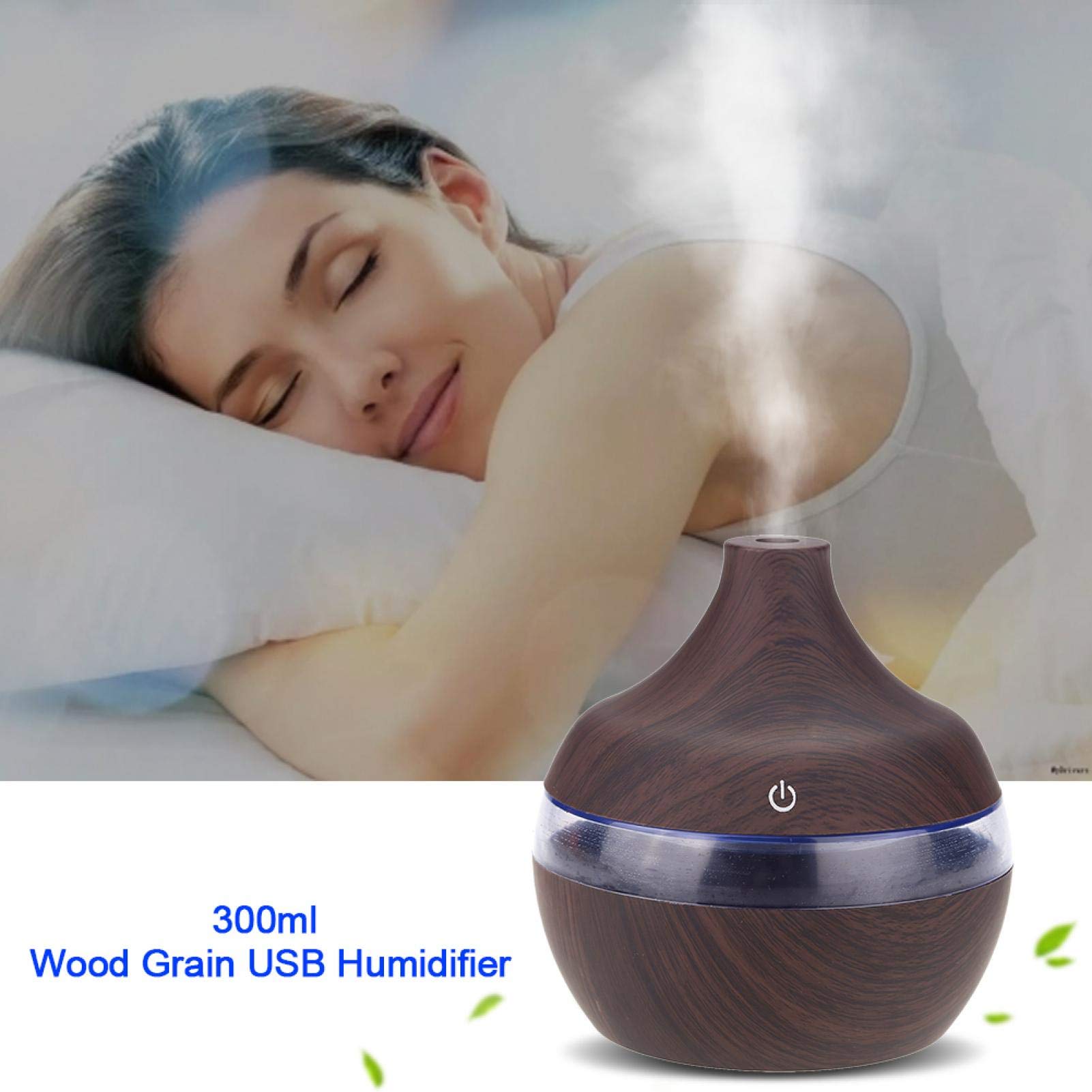 Kuuleyn Umidificatore USB 300ml Legno LED Colorati