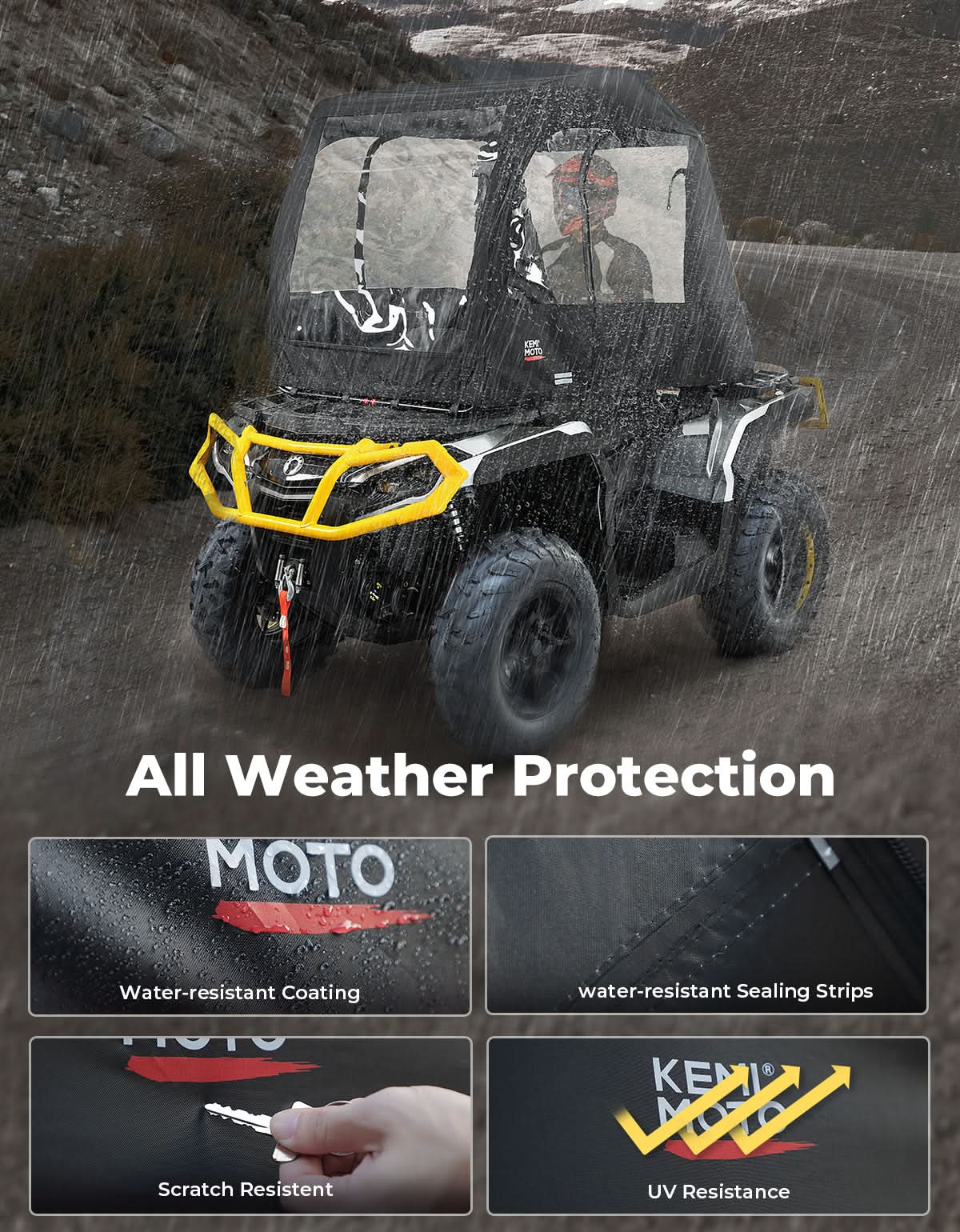 Kemimoto Telo Cabina Quad ATV Universale 6 Finestre Impermeabile