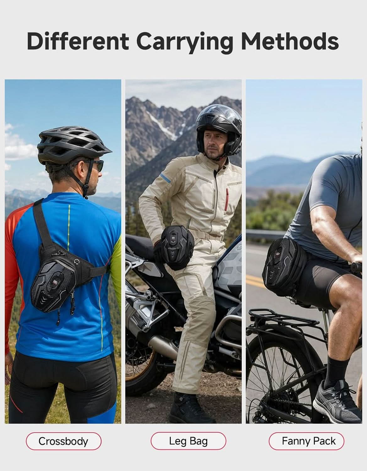 KEMIMOTO borsa coscia moto guscio EVA nera idrorepellente