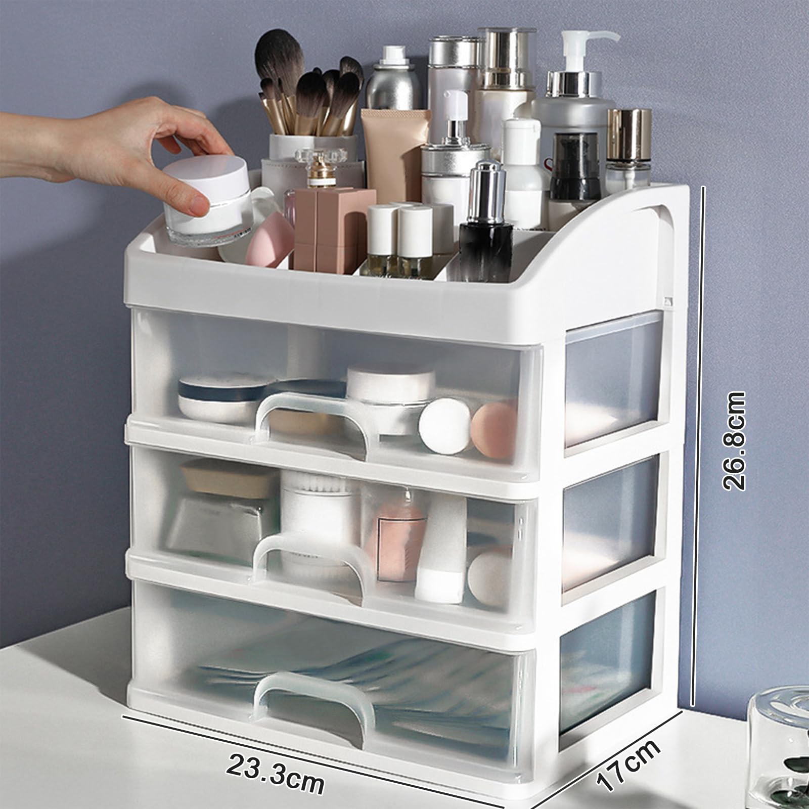 Hapivida Organizer Trucchi 3 Cassetti Trasparente Plastica