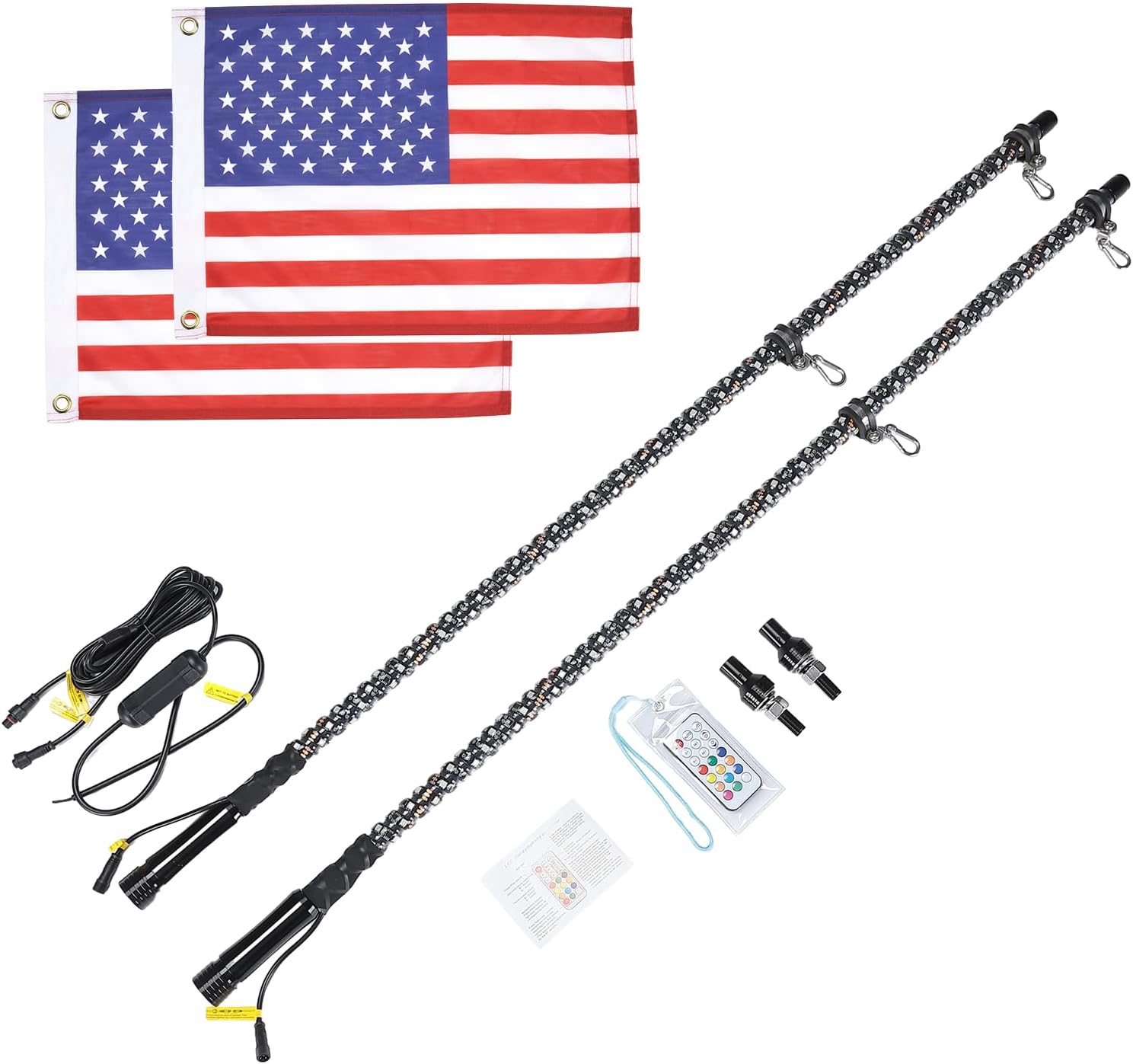 KEMIMOTO Whip Light spirale 4FT luci LED 2 pezzi 366 colori