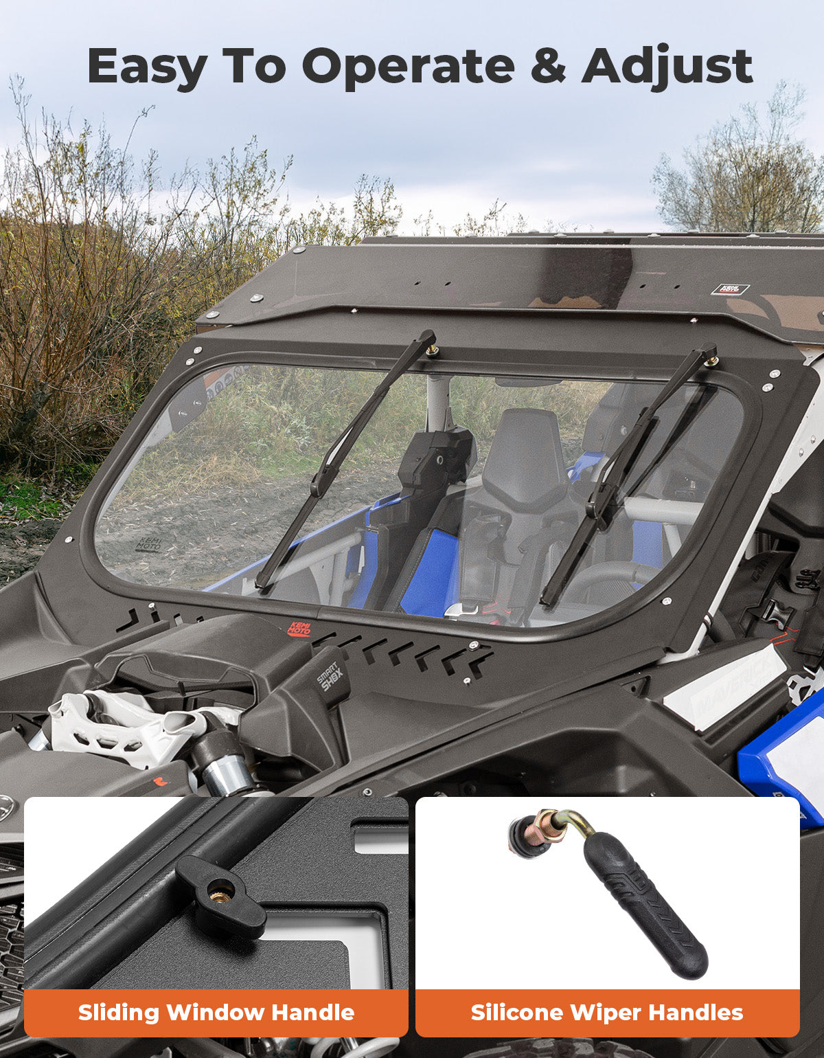 KEMIMOTO Maverick X3 parabrezza vetro con tergicristalli