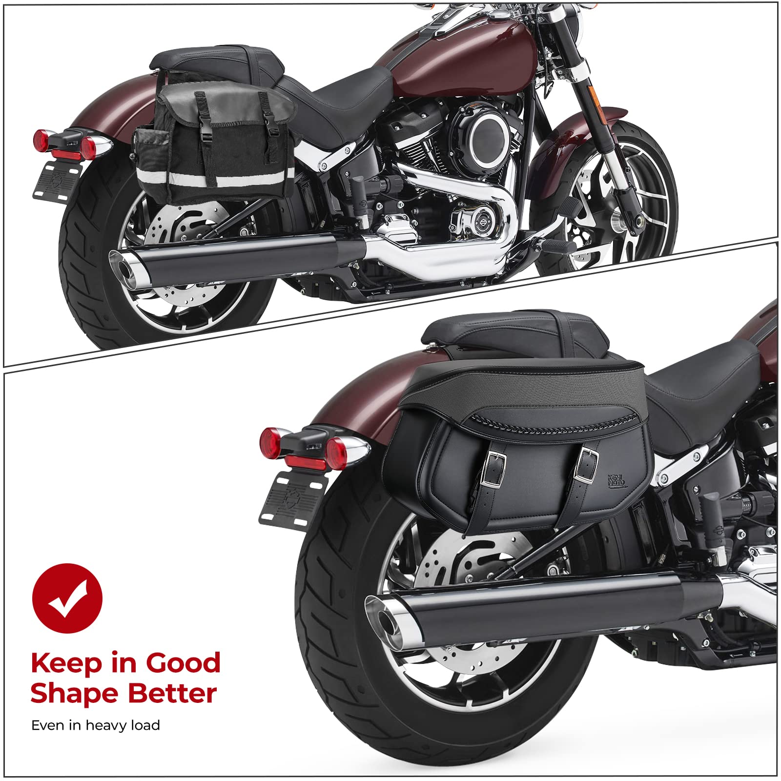 Kemimoto borse laterali moto pelle sintetica Harley