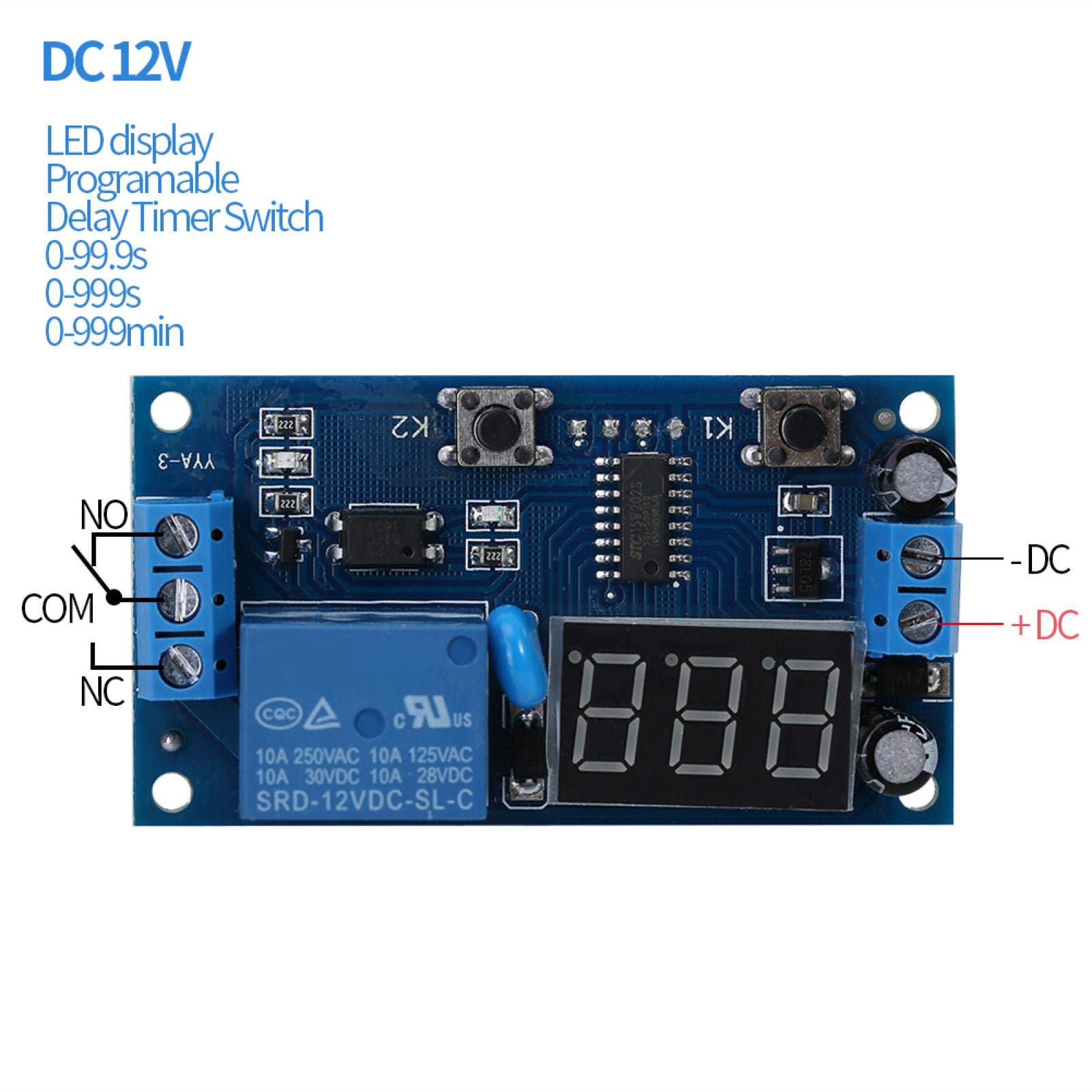 Kuuleyn Rele Temporizzatore Ciclico 12V DC con Display LED