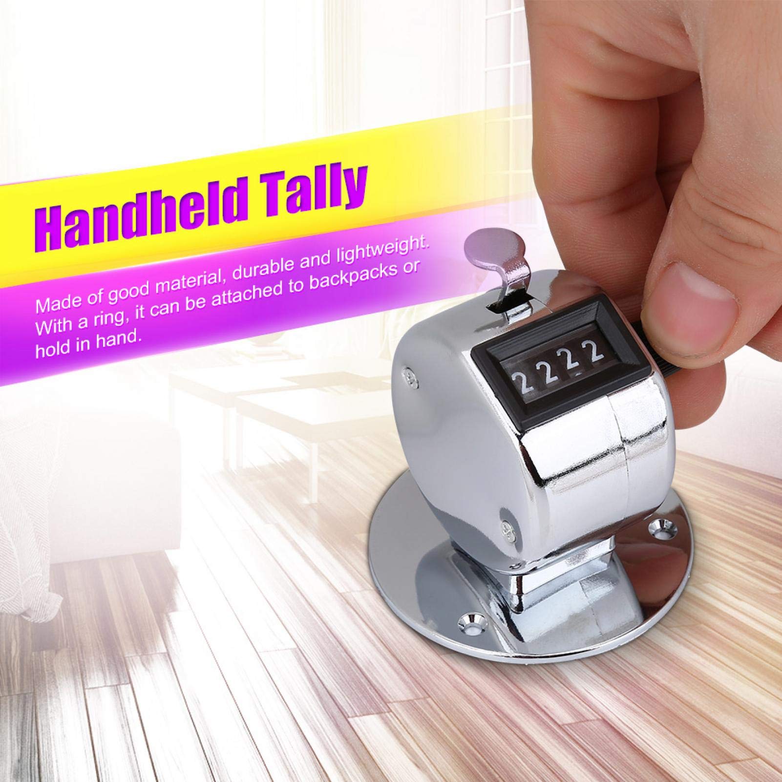 Kuuleyn Contatore Manuale Metallo 4 Cifre Argento