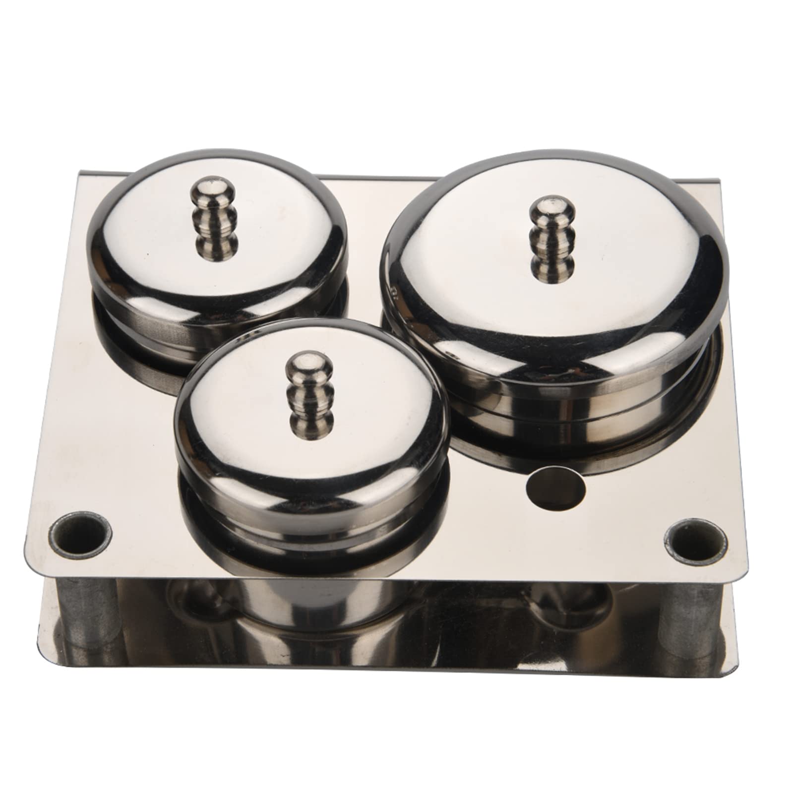 Kuuleyn set nail art vaschette acciaio 3 pezzi con base