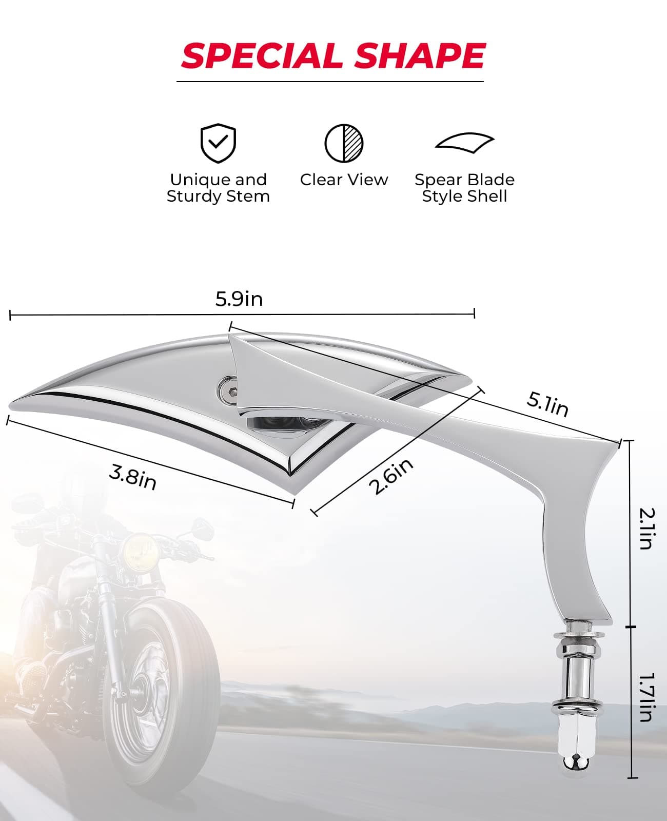 KEMIMOTO F1804-01301CH Spear Blade specchietti moto cromati coppia
