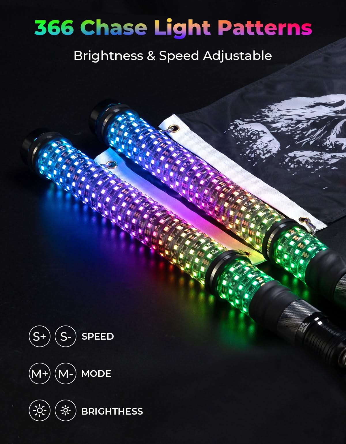 KEMIMOTO Fat Whip 2FT whip light LED 2 pezzi con freccia