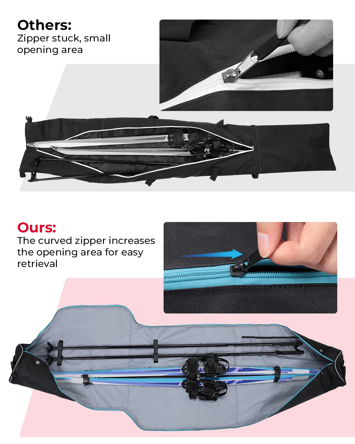 KEMIMOTO sacca sci 200 cm + portascarponi 25 L blu