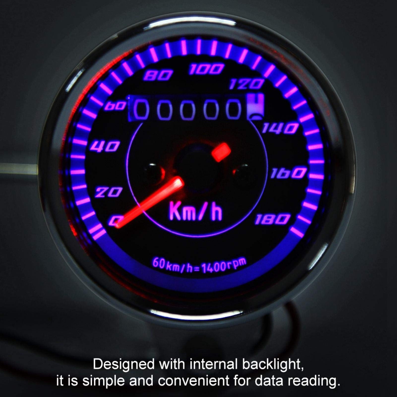 Kuuleyn Tachimetro LED Moto 12V Contachilometri Nero Retroilluminato