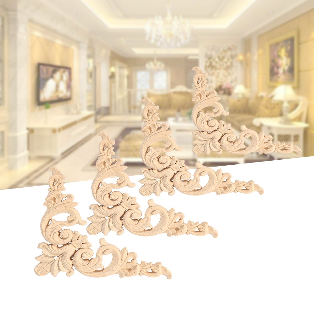 Kuuleyn Applique Legno Fiore 12x12 4 Pezzi Grezze da Verniciare